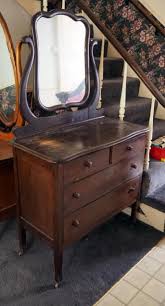 Antique Walnut 4-Drawer Dresser With Tilt Mirror, 64" x 37" x 19" - Mayo Auction & Realty