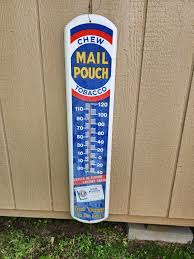 Vintage Mail Pouch Chew Tobacco Sign / Thermometer - Ribbon ...