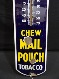 Sold at Auction: Mail Pouch Tobacco porcelain thermometer