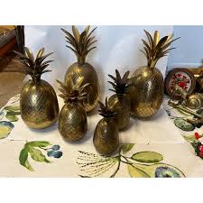 1970s Brass Pineapple Boxes - Set of 6 | Chairish