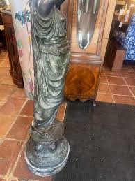 Antique Bronze Lady Floor Lamp Statue With Shade | Chairish