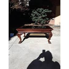 Century Furniture Company Mahogany and Smoked Glass Cocktail Table | Chairish