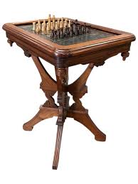 Lot - Marble Top Chess Board Table