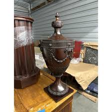 Pair of Late 20th Century Mahoghany George III Style Urns on Stands | Chairish