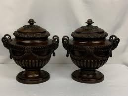 LARGE PAIR OF MAITLAND SMITH BRONZE COVERED URNS in United States