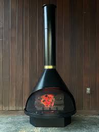 1970s Electric Fireplace Black Freestanding Cone Darth Vader Helmet Malm/Preway For Sale at 1stDibs
