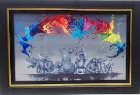 At Auction: Kre8 Majestic Pride Elephants Dye Sublimation Park West COA