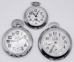 3) Train Face Pocket Watches Delgard