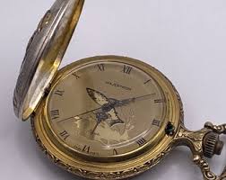 Majestron Fishing Golden Pocket Watch, Battery Pocket Watch, Vintage Pocket Watch - Etsy Finland