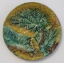 George Jones antique Majolica Plate in Begonia Leaf pattern ...