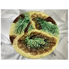 19th Century Majolica Leaf Dish 8 1/2" D. For Sale at Ruby Lane