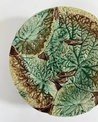 Antique 19th C Majolica Begonia Leaves Compote C1880s Kelly ...