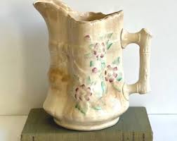 Large Antique 1930s Art Deco Pitcher Vase, Jug, English Art Pottery, Hand Painted, Vintage Floral, Decor, Majolica, Cottagecore - Etsy