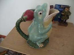 Vintage Majolica Frog On Lily Pad Pitcher Jug Hand Painted Stoneware 10" High | eBay