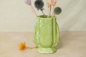 Mccoy Pottery Vase- Green Speckled Glaze - Etsy
