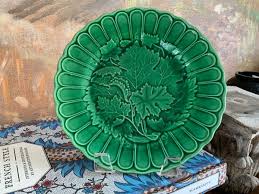 English Antique/Vintage Green Majolica Plate Marked RS | eBay