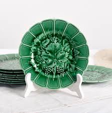 Buy Sarreguemines Dessert or Cheese Plates in French Majolica, Green Majolica Decorated With Vine Leaves and Bunches of Grapes, 20th Century. Online in India - Etsy