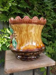 Planter Cache Pot French Pottery Faience Majolica Flowers Art Deco Gorgeous | eBay