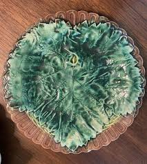Antique Victorian Majolica Grape Leaf Basket Plate Dish ...