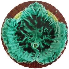 19th Century French Majolica Leaf and Asparagus Motif. For ...