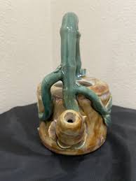 Vintage Majolica Pot Succulent Bamboo Planter Tea Pot Applied Leaves Green 7” | eBay