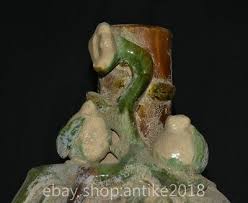 12" Old Chinese Tang sancai Pottery Dynasty Fengshui Peach Flower Vase Bottle | eBay