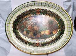 VTG Daher Decorated Ware Tin Tray Fruits & Florals Green ...