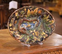 Early 20th Century French Palissy Majolica Platter with ...