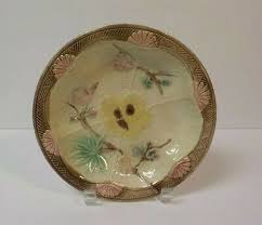 19th C. American Majolica 8" Deep Plate / Bowl, Yellow & Pink Flowers (#2) | eBay