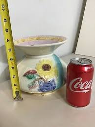 Antique Majolica Floral Decorated Cuspidor Spittoon Shaped Vase Made In 1800's | eBay