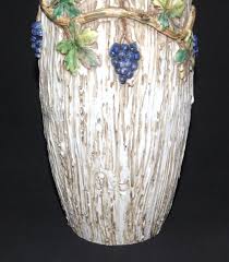 Italian Majolica Vase 11" Grapevine Beautiful Vintage | eBay