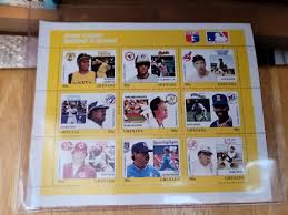 FIVE MAJOR LEAGUE BASEBALL COMMEMORATIVE STAMP SHEETS with ...