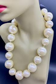 LARGE STATEMENT HAND KNOTTED FAUX PEARL SILK TIE NECKLACE ...