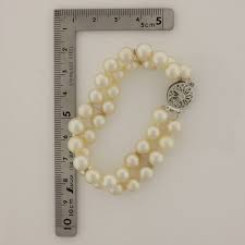 14K White Gold Pearl Bracelet, Double Strand 6 Inch Length ...