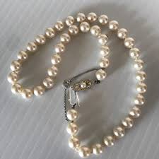 Vintage Faux Knotted Glass Pearls With Ornate Rhinestone/pearl Silver Clasp With Safety Chain - 16in. - Etsy