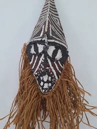 African Makishi mask. Raffia fabric, hand painted Zambia ...