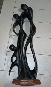 Vintage Abstract Wood Sculpture Family Father Mother Child ...