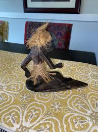 Hand Carved Wooden Hawaiian Tiki Man Surfing Straw Hula ...
