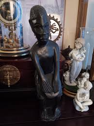 African Solid Ebony Wood Statue Man Playing Bongo Drum Home ...