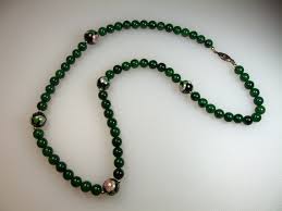 Vintage Green Faux Jade Beads With Floral Cloisonne Beads 24 Inch Strand Necklace - Etsy
