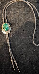 Vintage Navajo Sterling Silver & Malachite Green Stone Bolo Tie Sign 19" | eBay