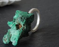 Raw Malaquite Ring, Big Cocktail Rings, Ring Size 7 Women ...