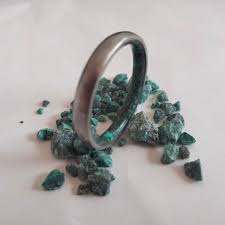 Malachite Titanium Wedding Band: Hypoallergenic Crystal Ring ...