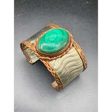 Brutalist Malachite Cuff Bracelet Vintage 70s Handmade Wide ...