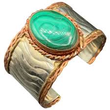 Similar Items to Brutalist Malachite Cuff Bracelet Vintage ...