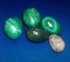 Stone Malachite & Rock Crystal Egg Objects- Set of 5 | Chairish