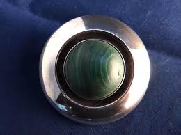 Vintage N.E. FROM Sterling Silver 925S and Malachite Brooch ...