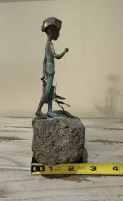 MALCOLM MORAN signed bronze sculpture Child Fish Bucket ...