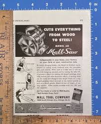 Vintage Print Ad Mall Saw Power Tool Cuts Wood To Steel ...