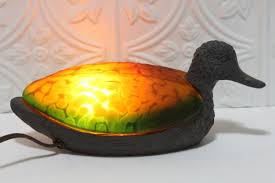 Cheyenne Sculptured Duck Accent Lamp P-MDUCK Orange/Green Glass Shade 9 1/2" | eBay